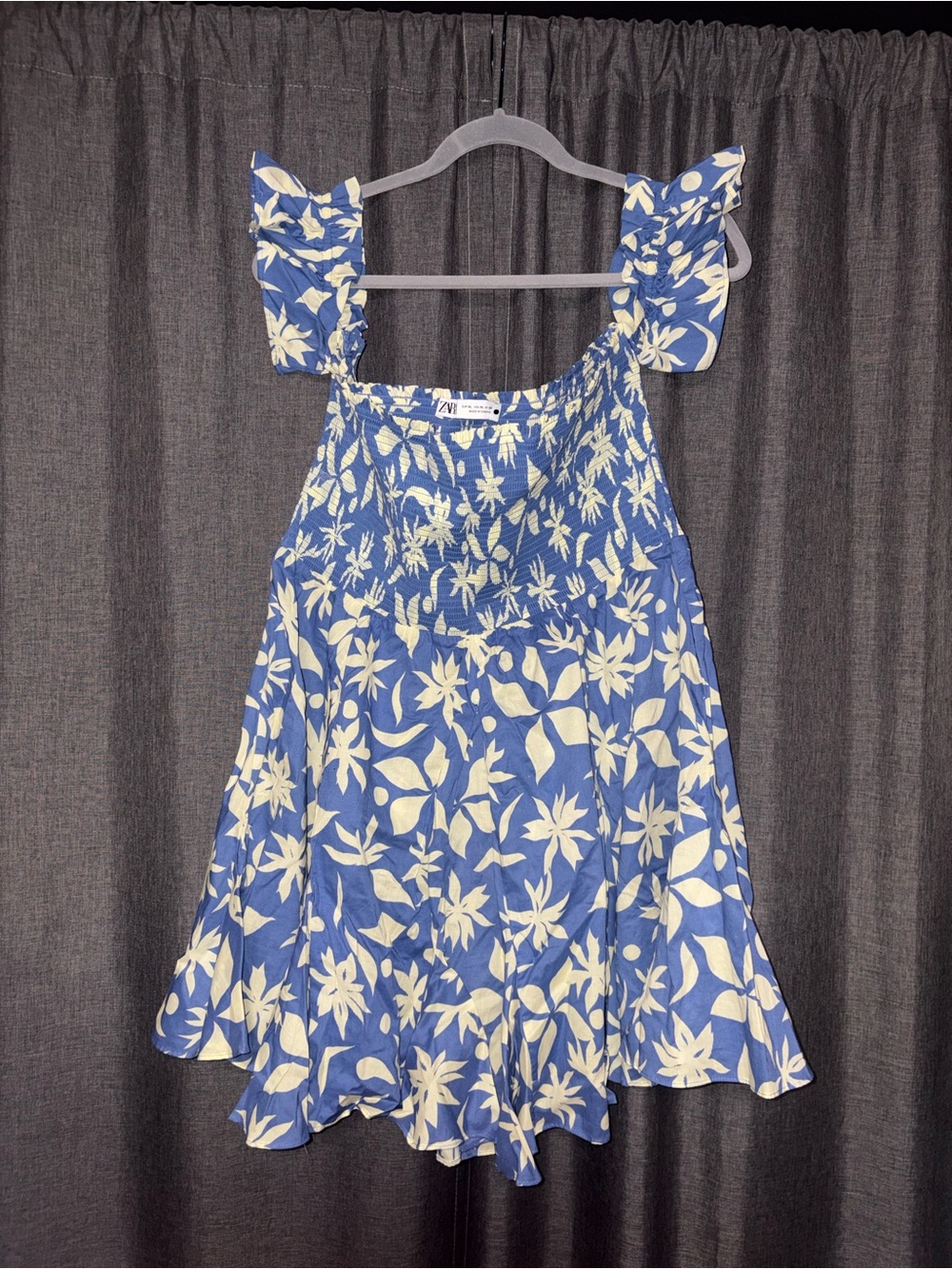 Blue Floral Smocked Sundress